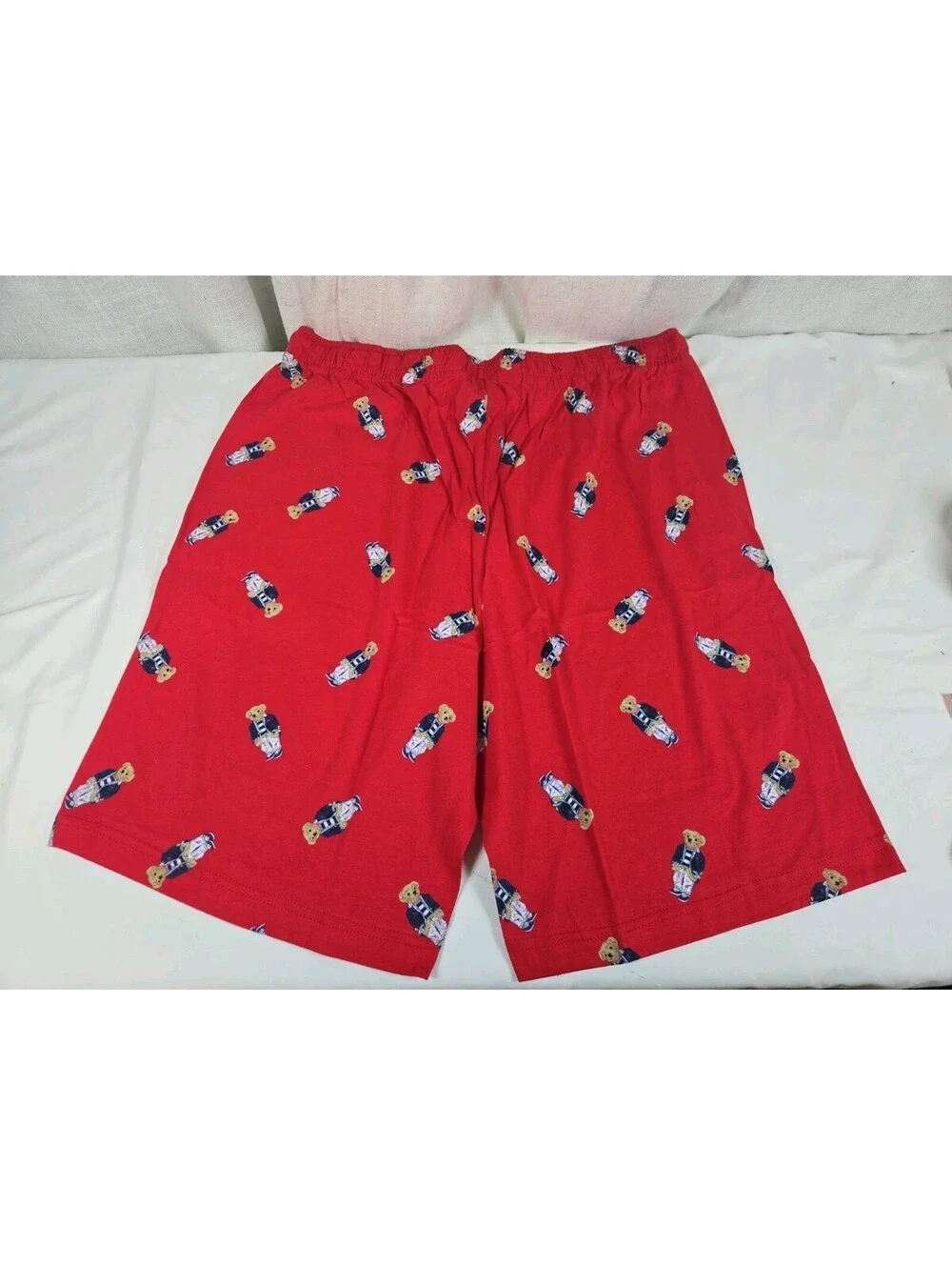 Polo Ralph Lauren Men's Red Polo Bear Graphic Jersey Sleep Shorts Large